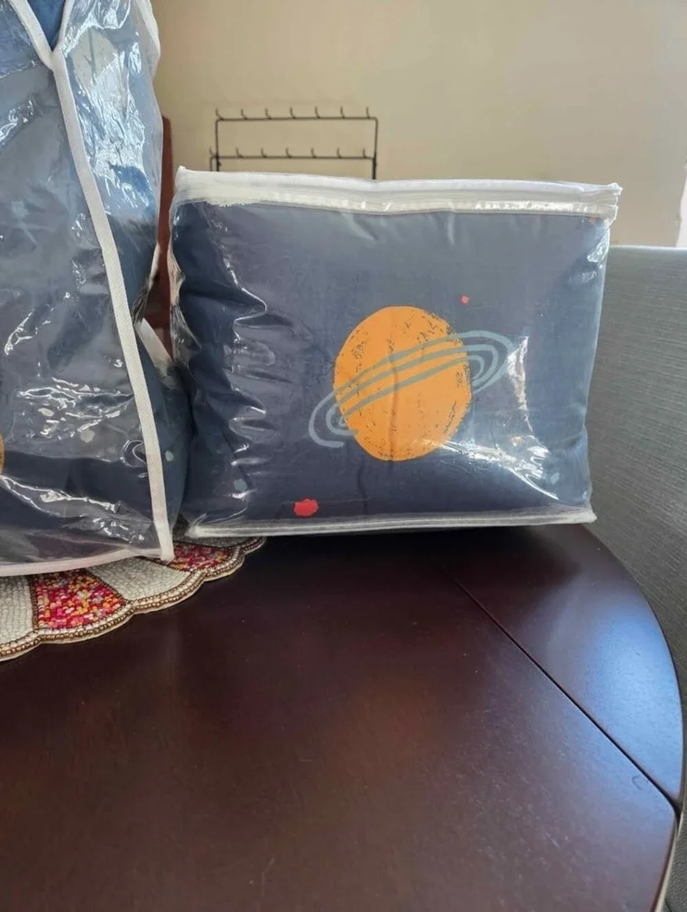 Pillowfort Navy Comforter Only with Orange Planet Motif Toddler Bed